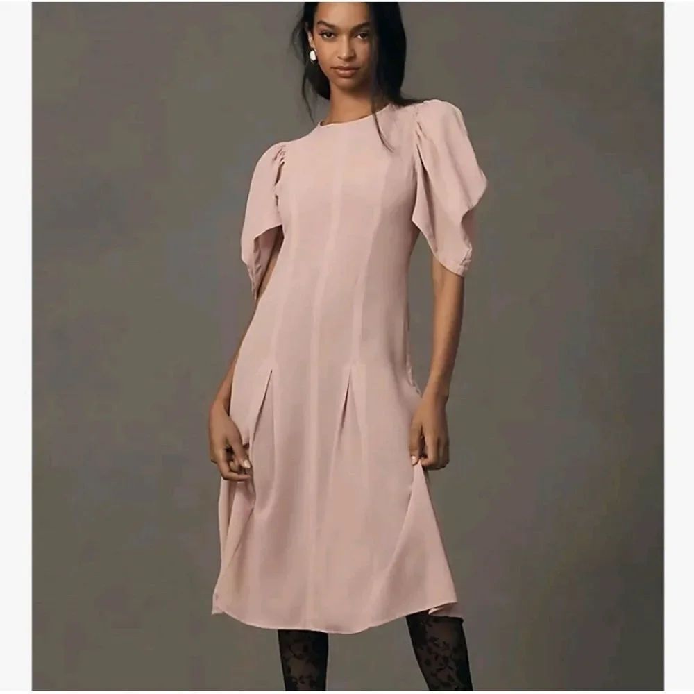 By Anthropologie Modern Sheer Midi Dress Light Pink Size 6